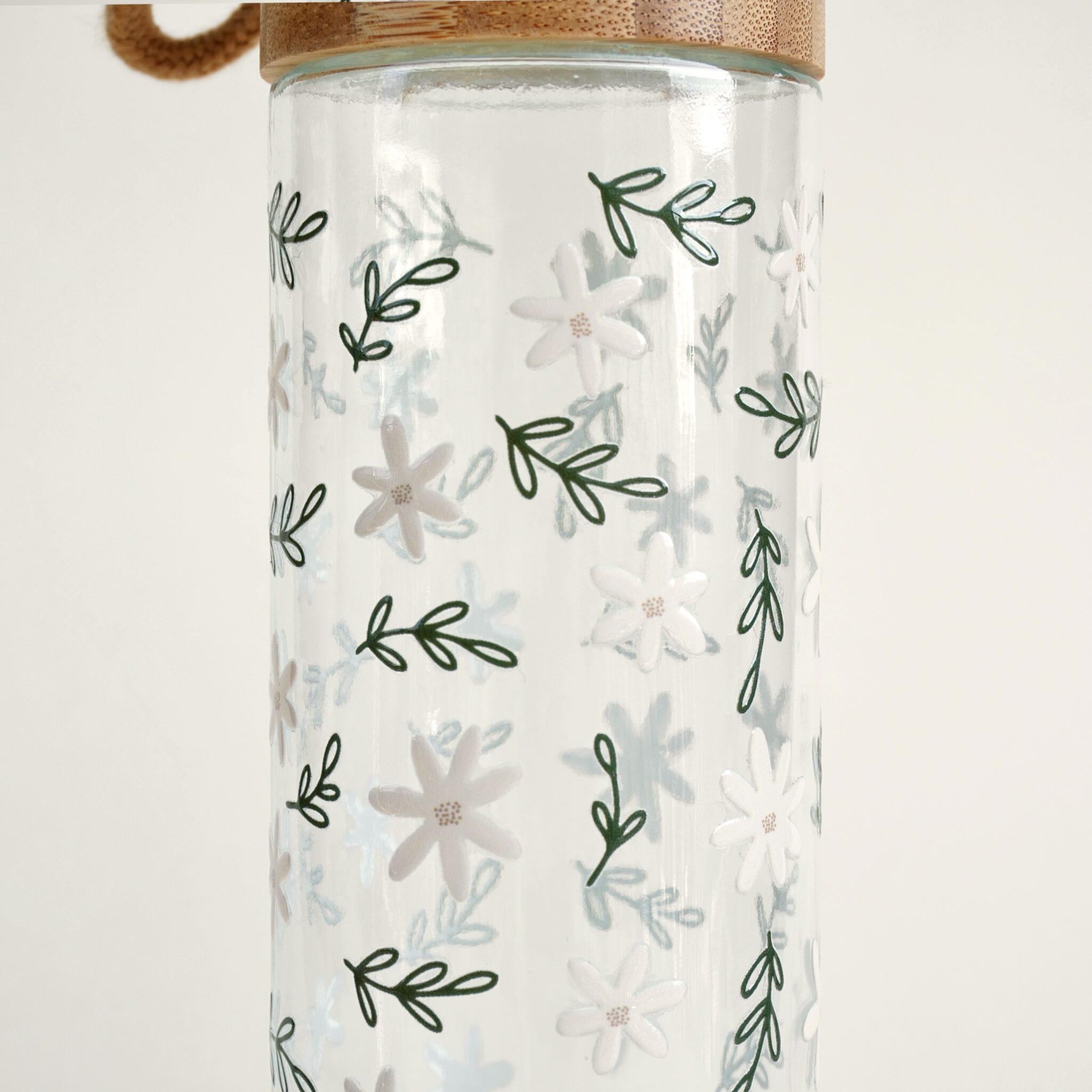 Botella Cristal · Hojas y Flores