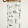 Botella Cristal · Hojas y Flores